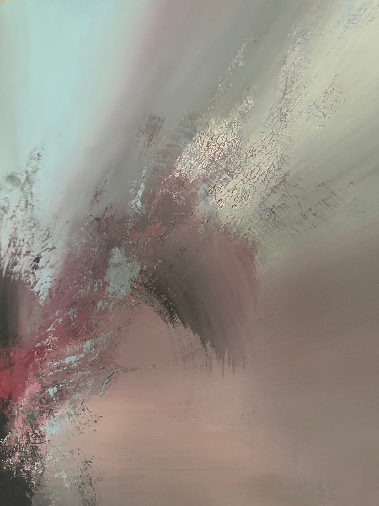 Carl Orff I Plum and Baby Blue Textured Abstract Painting