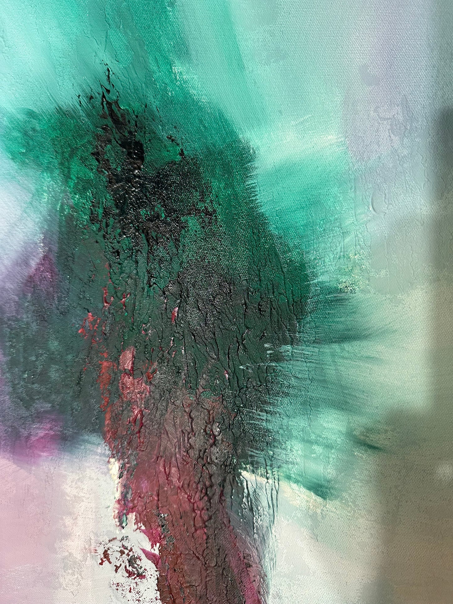 Wolfgang I Cyan and Cerise Textured Abstract Painting