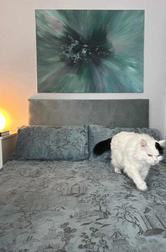 Mozart II Green and Mink Textured Abstract Painting