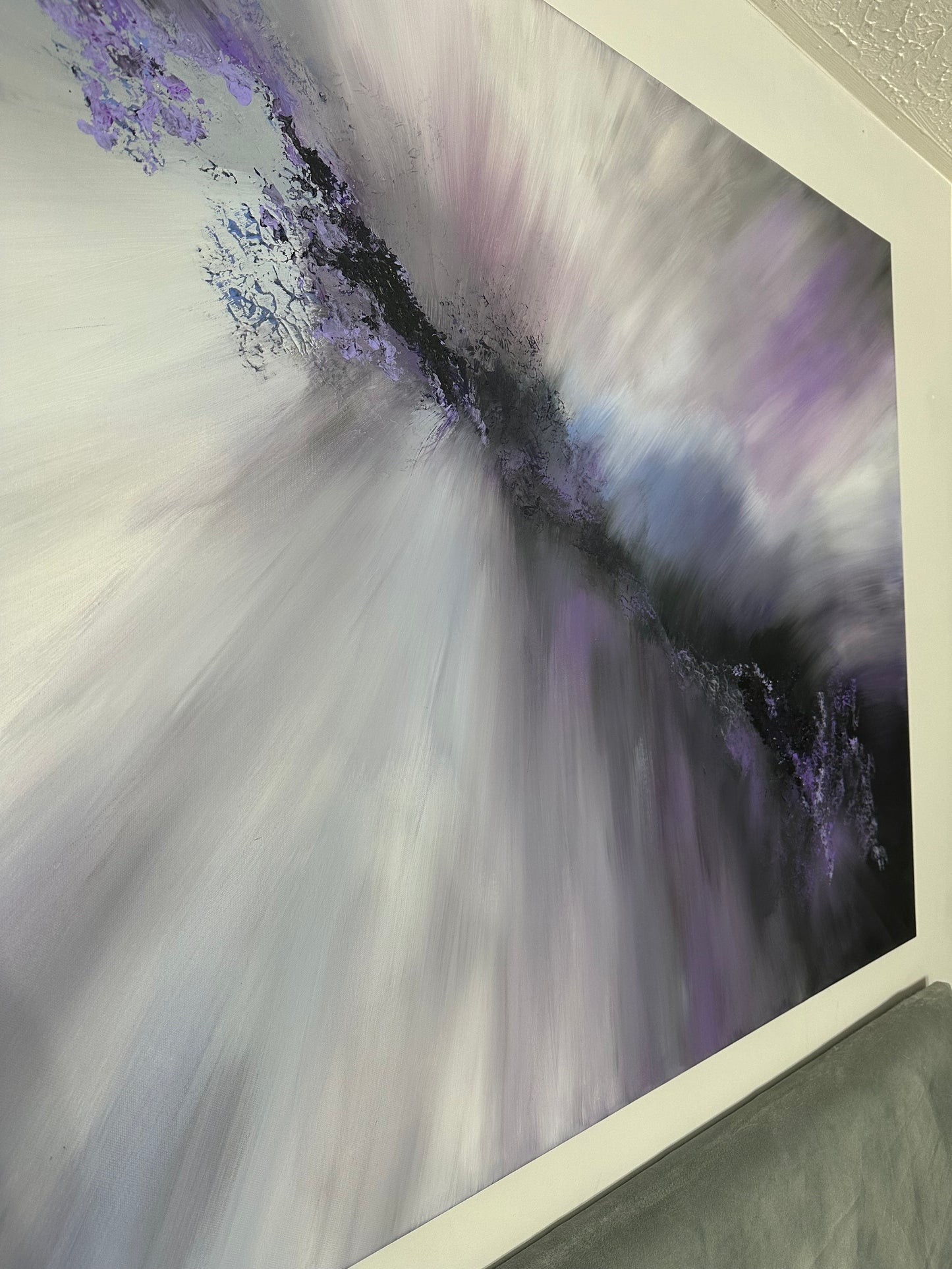 Mozart III Violet and Blue Textured Abstract Painting