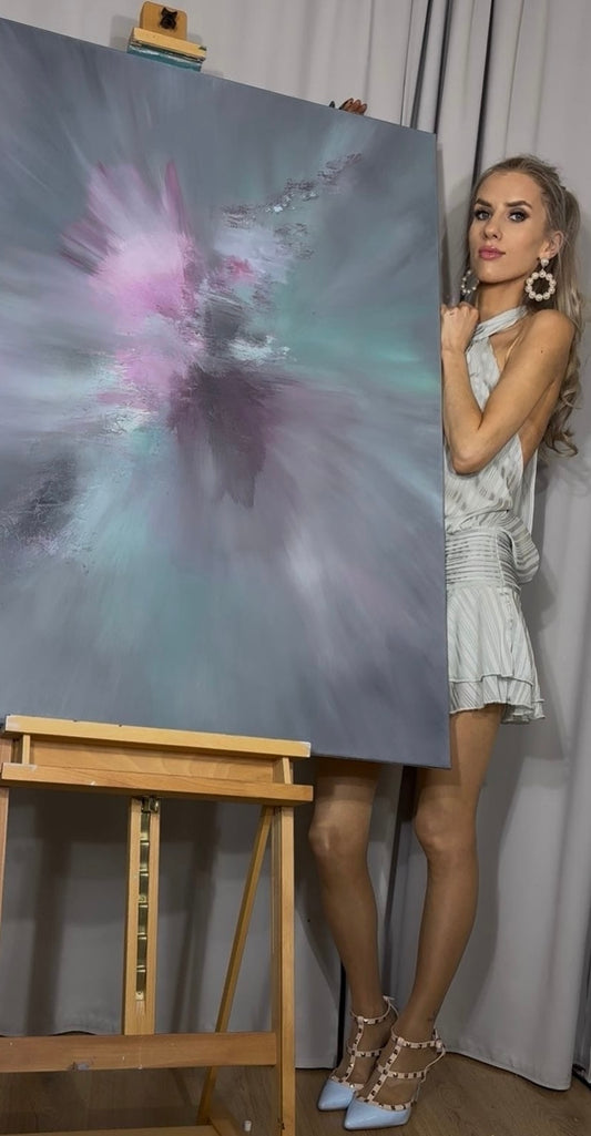 Mozart IV Muted Sorbet Textured Abstract Painting