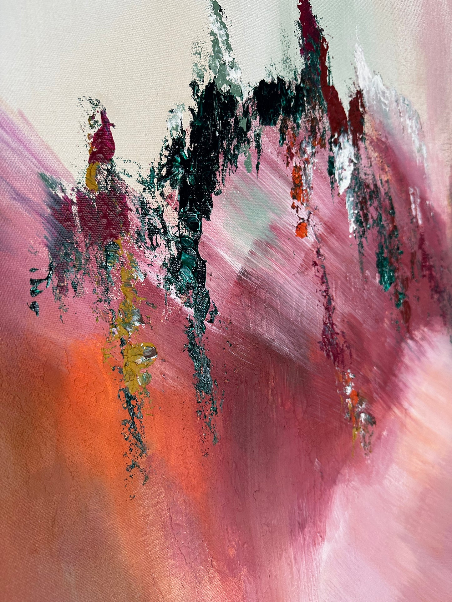 Shostakovich I Pink and Mint Abstract Painting