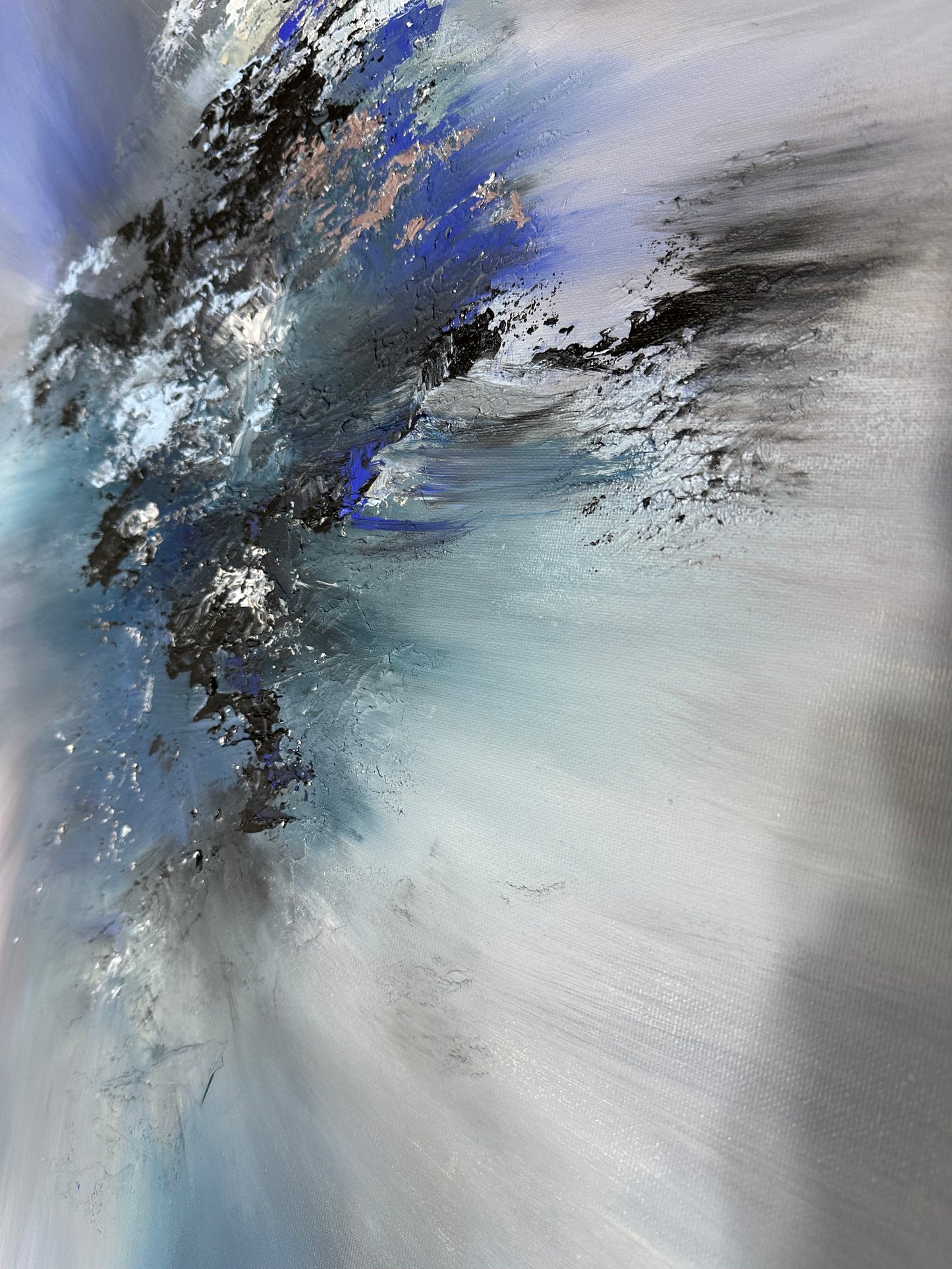 Mozart I Blue and Stone Textured Abstract Painting