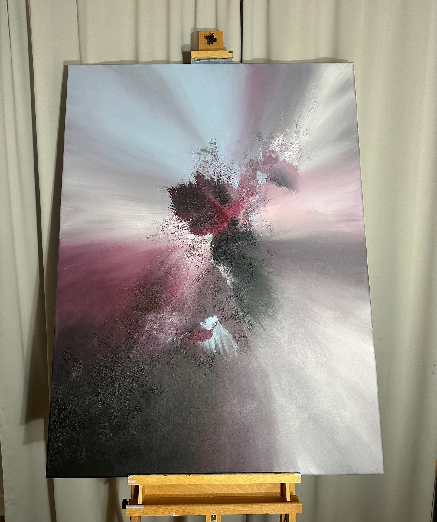 Carl Orff I Plum and Baby Blue Textured Abstract Painting