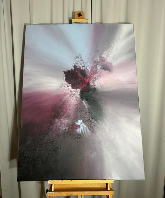 Carl Orff I Plum and Baby Blue Textured Abstract Painting