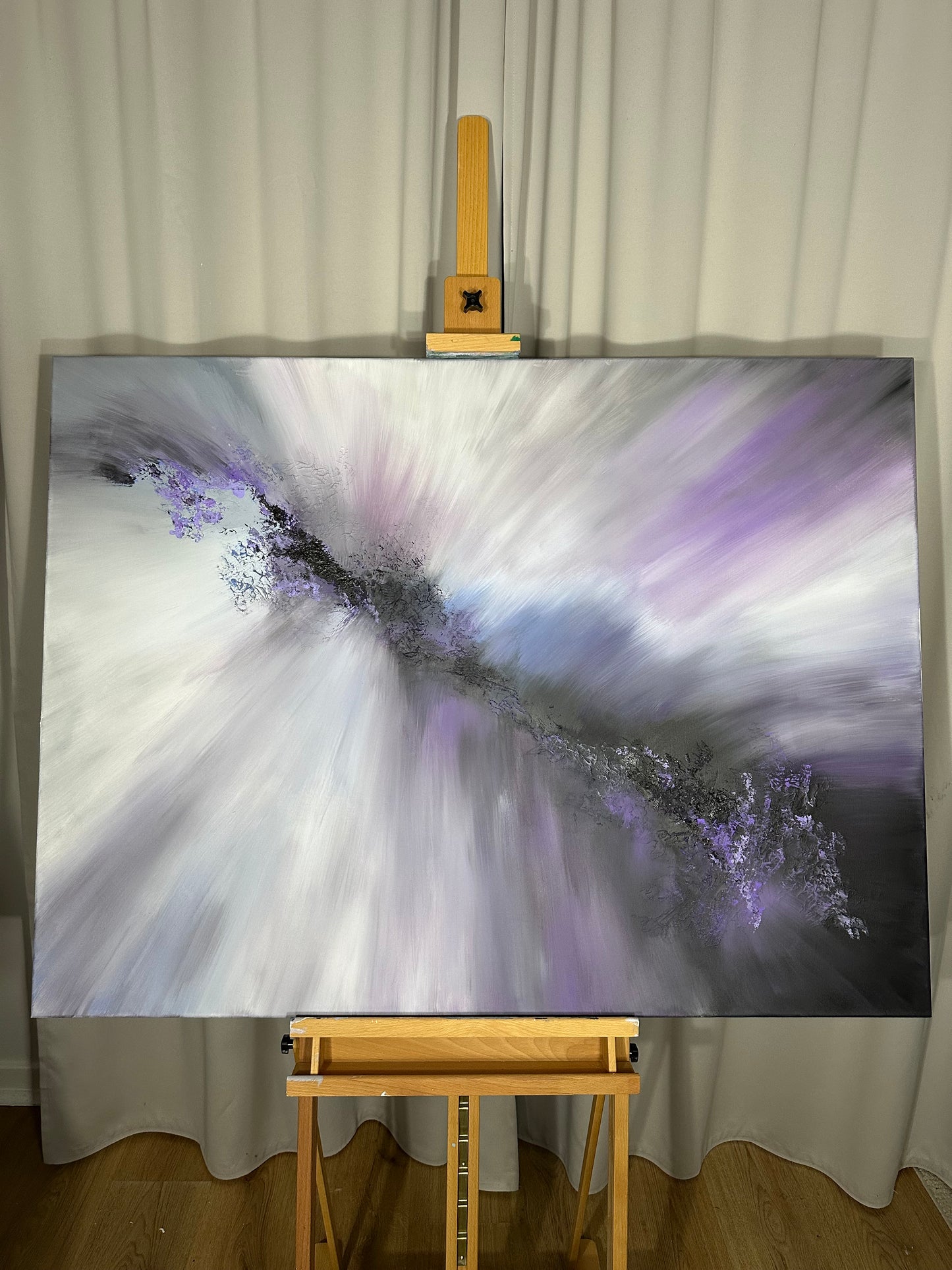 Mozart III Violet and Blue Textured Abstract Painting
