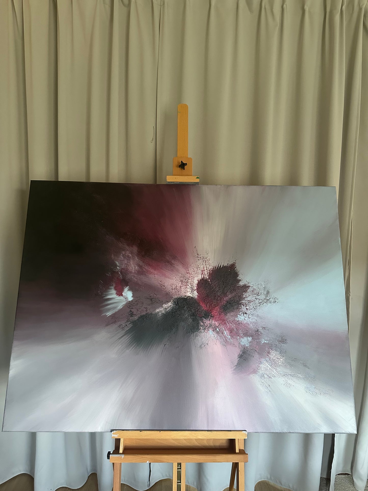 Carl Orff I Plum and Baby Blue Textured Abstract Painting