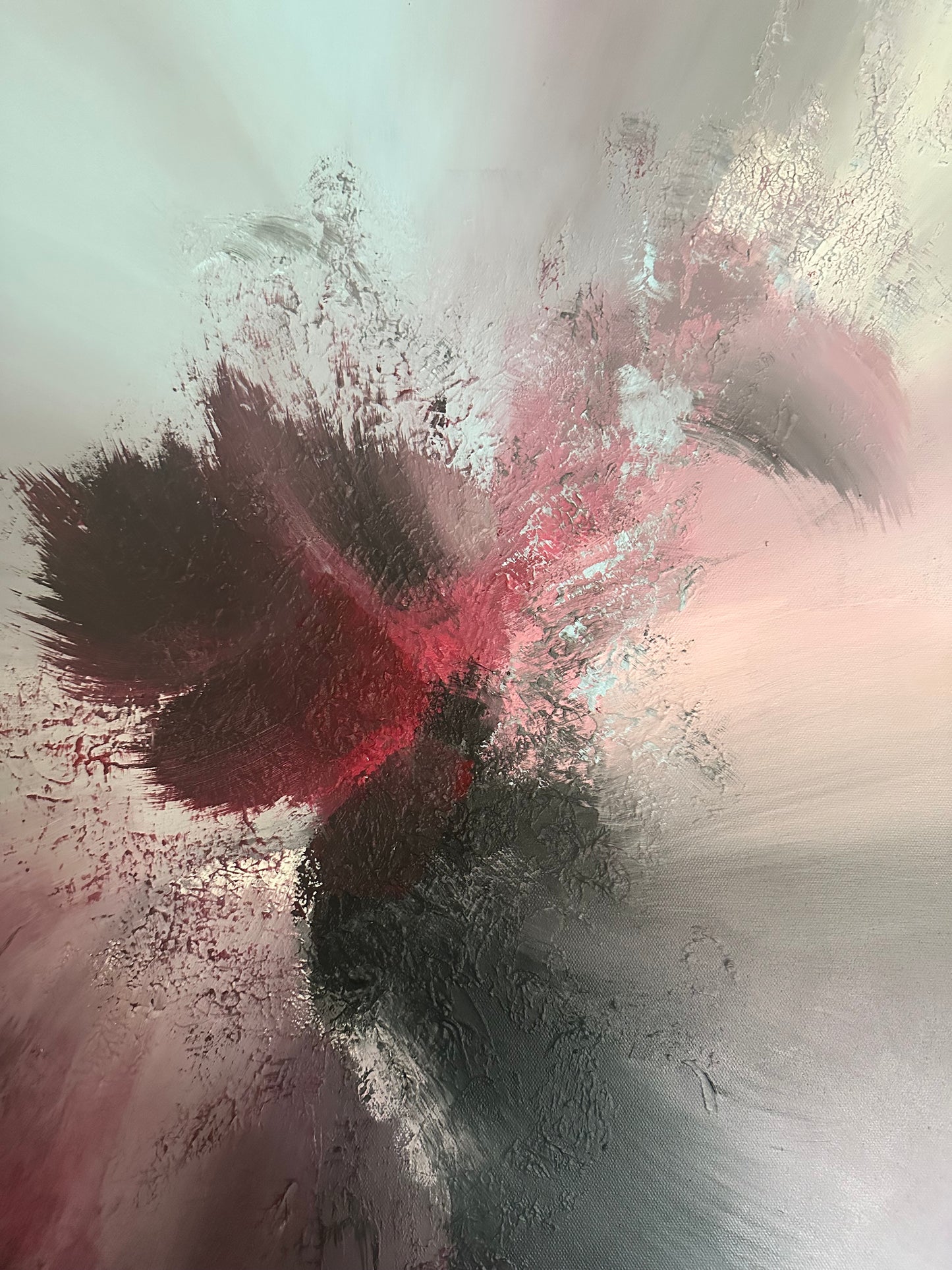 Carl Orff I Plum and Baby Blue Textured Abstract Painting