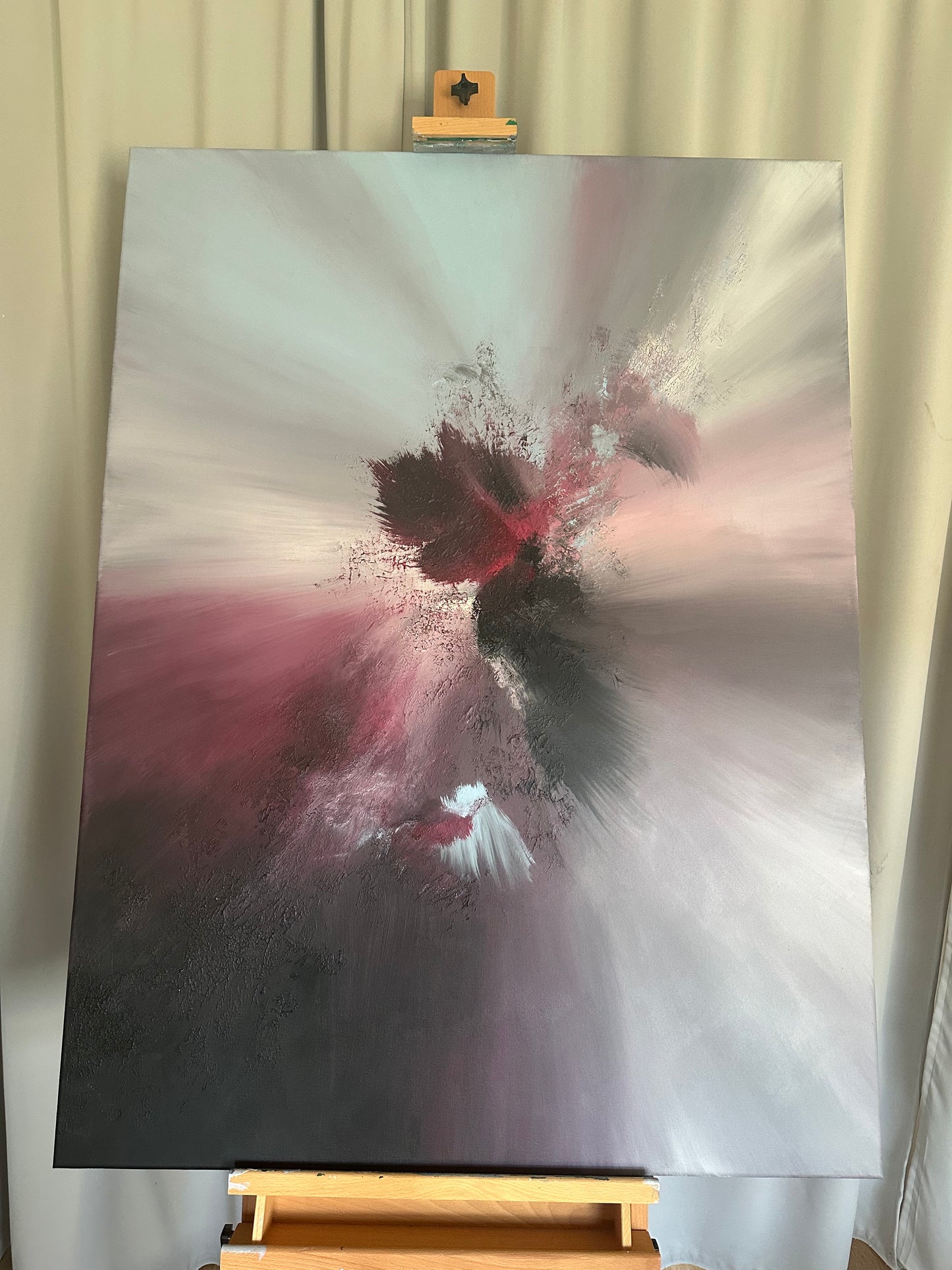 Carl Orff I Plum and Baby Blue Textured Abstract Painting