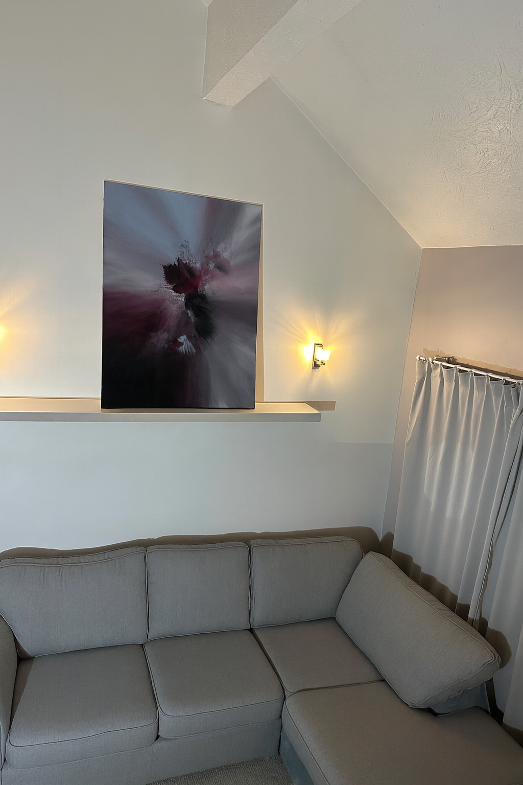 Carl Orff I Plum and Baby Blue Textured Abstract Painting