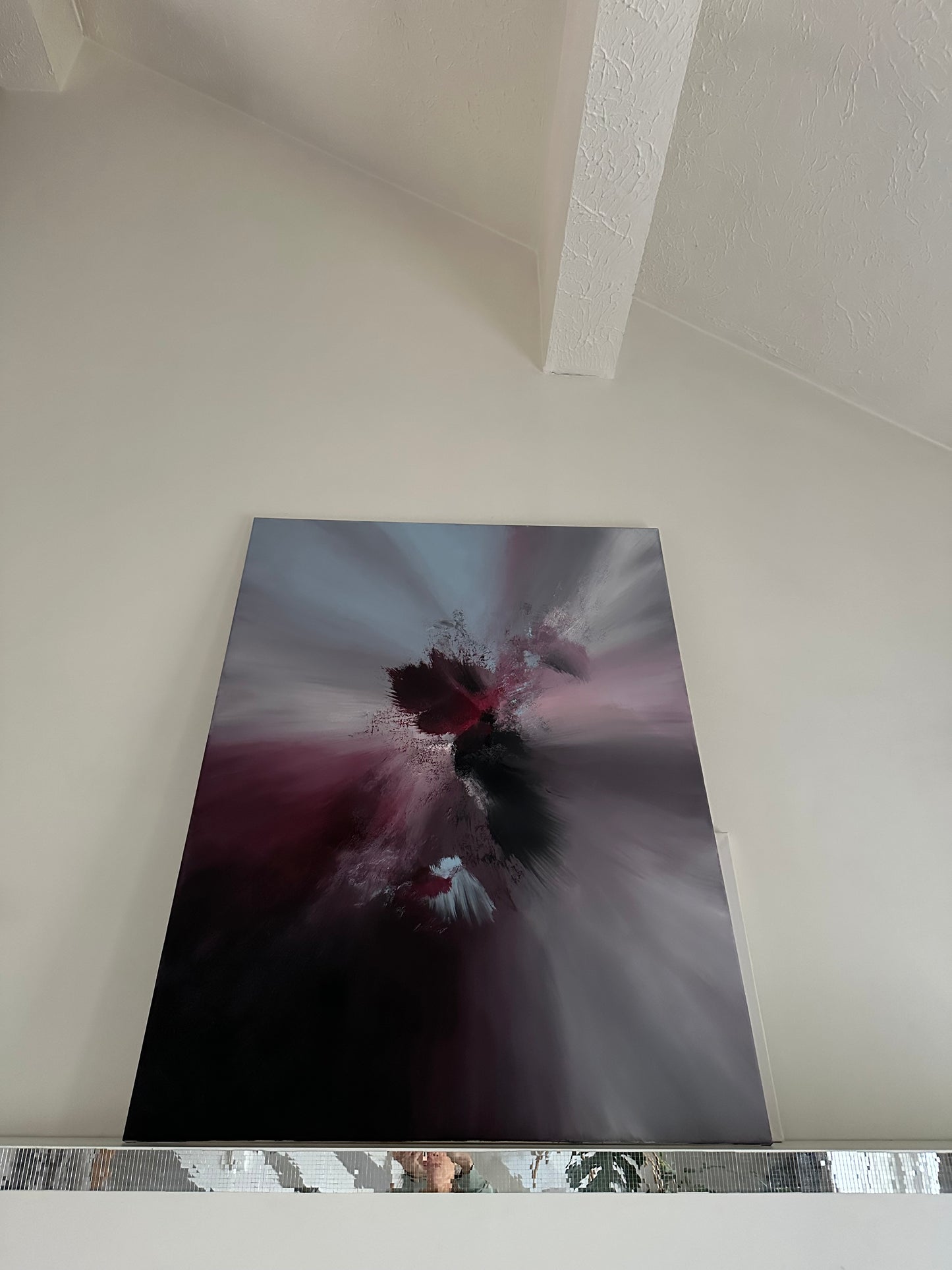 Carl Orff I Plum and Baby Blue Textured Abstract Painting