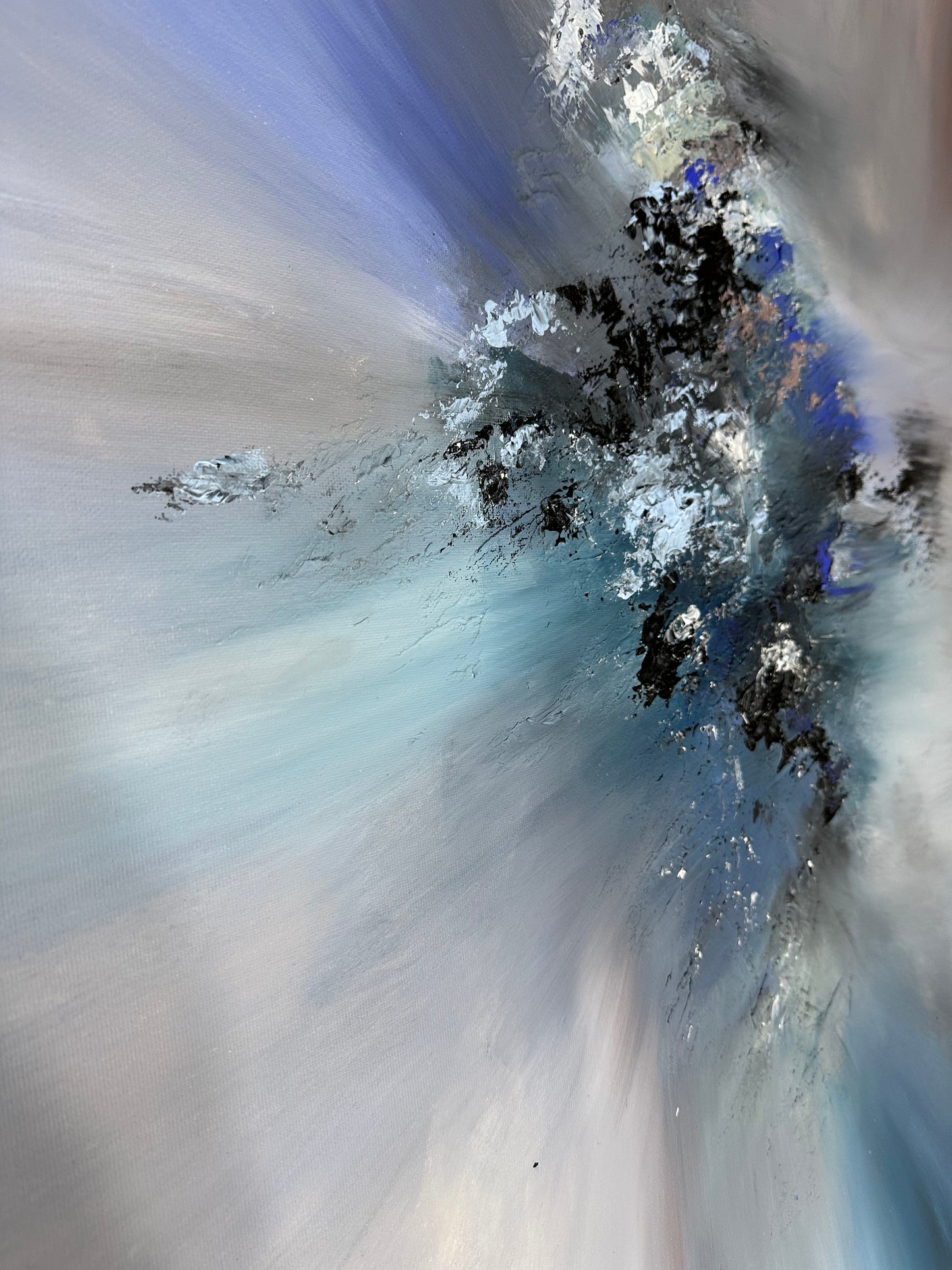 Mozart I Blue and Stone Textured Abstract Painting