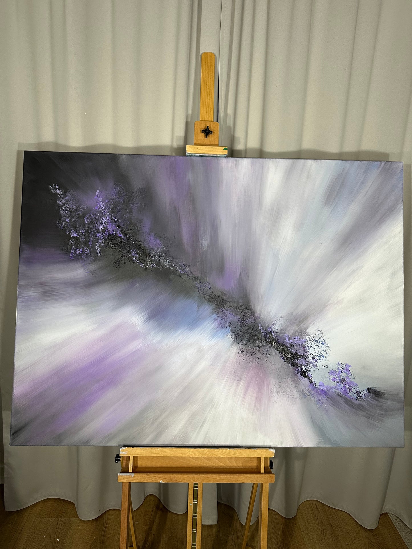 Mozart III Violet and Blue Textured Abstract Painting