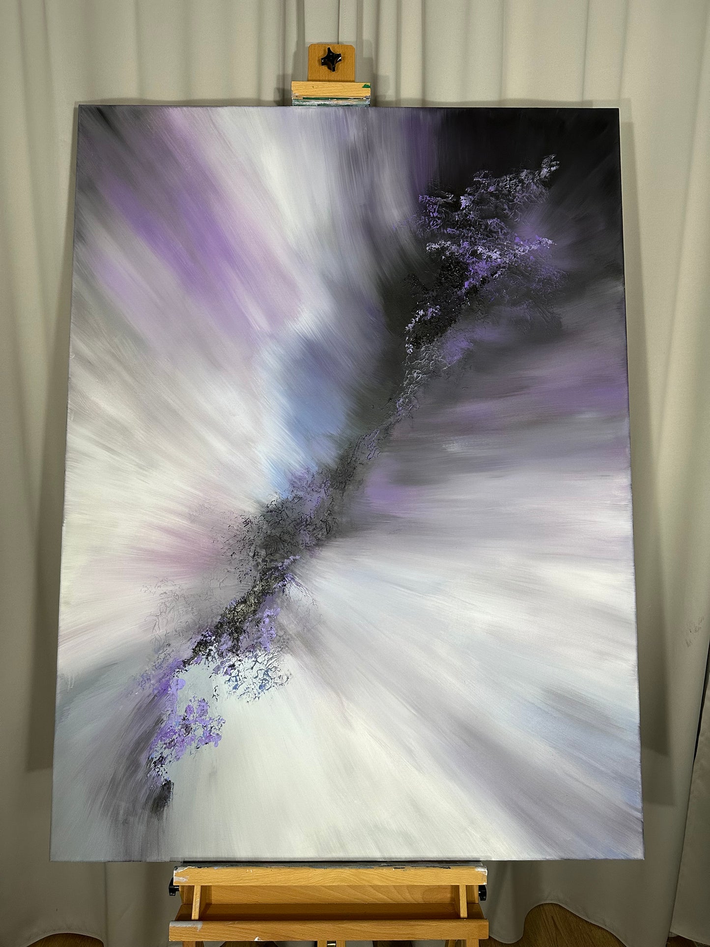 Mozart III Violet and Blue Textured Abstract Painting