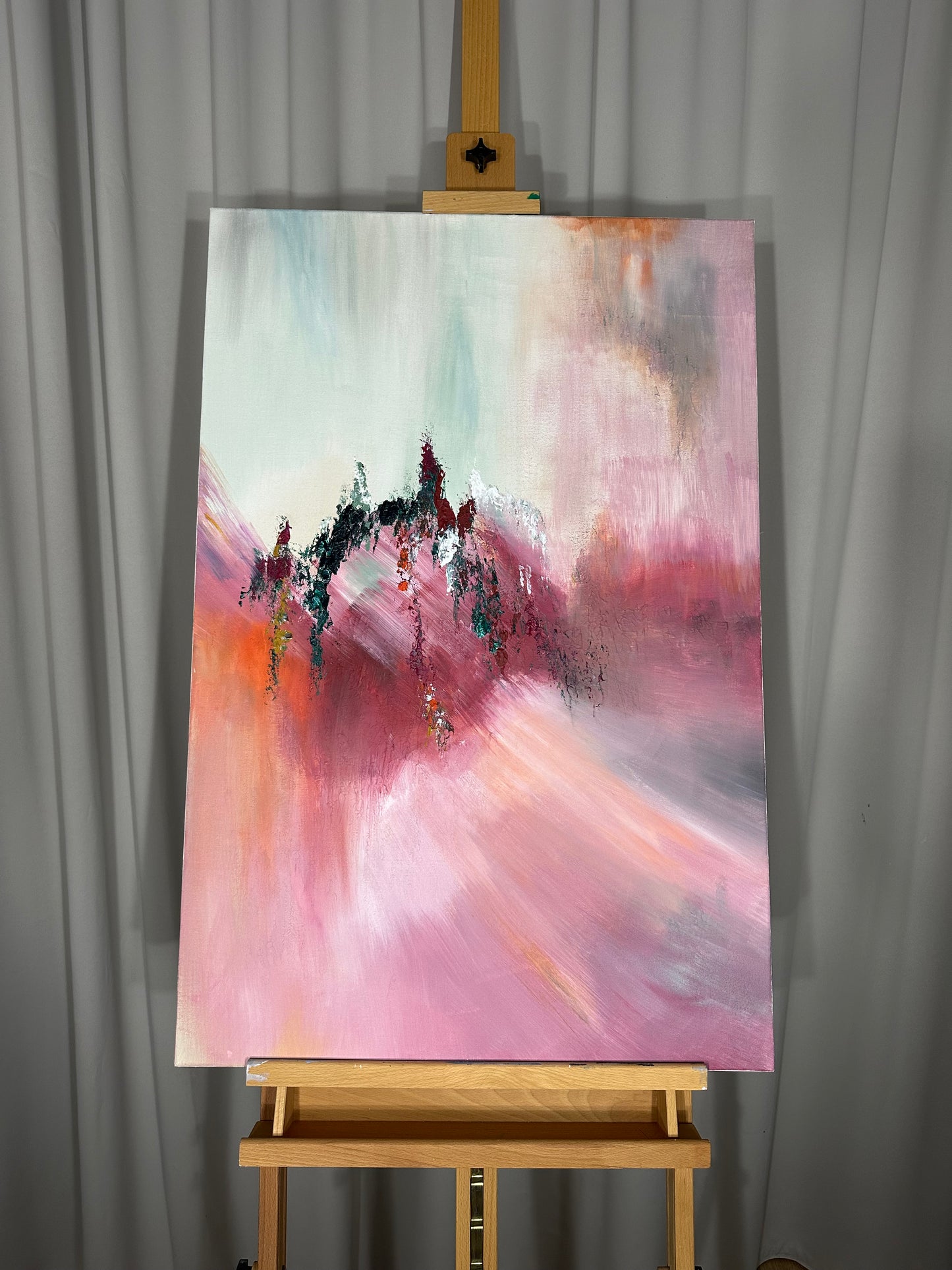 Shostakovich I Pink and Mint Abstract Painting