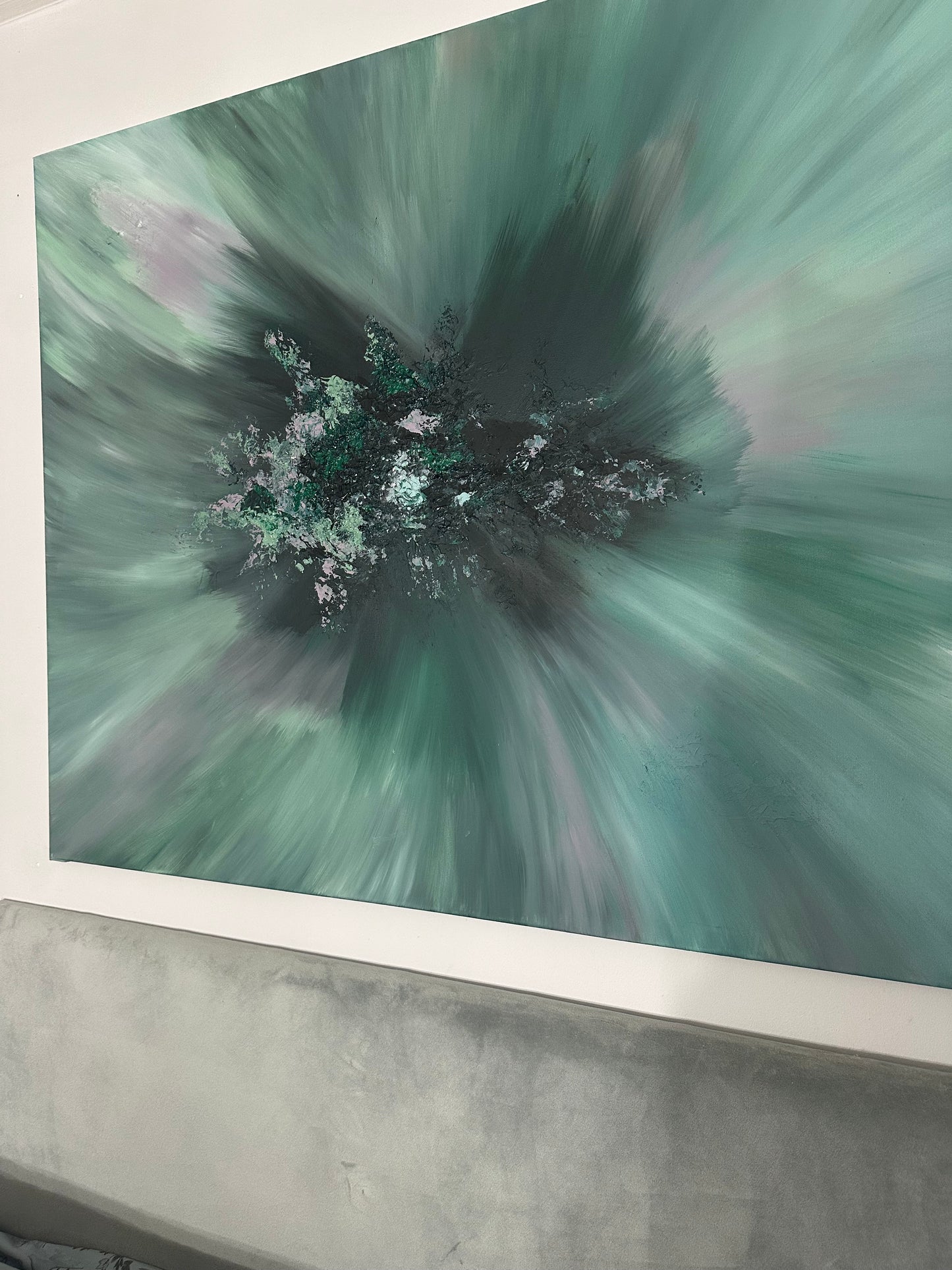 Mozart II Green and Mink Textured Abstract Painting