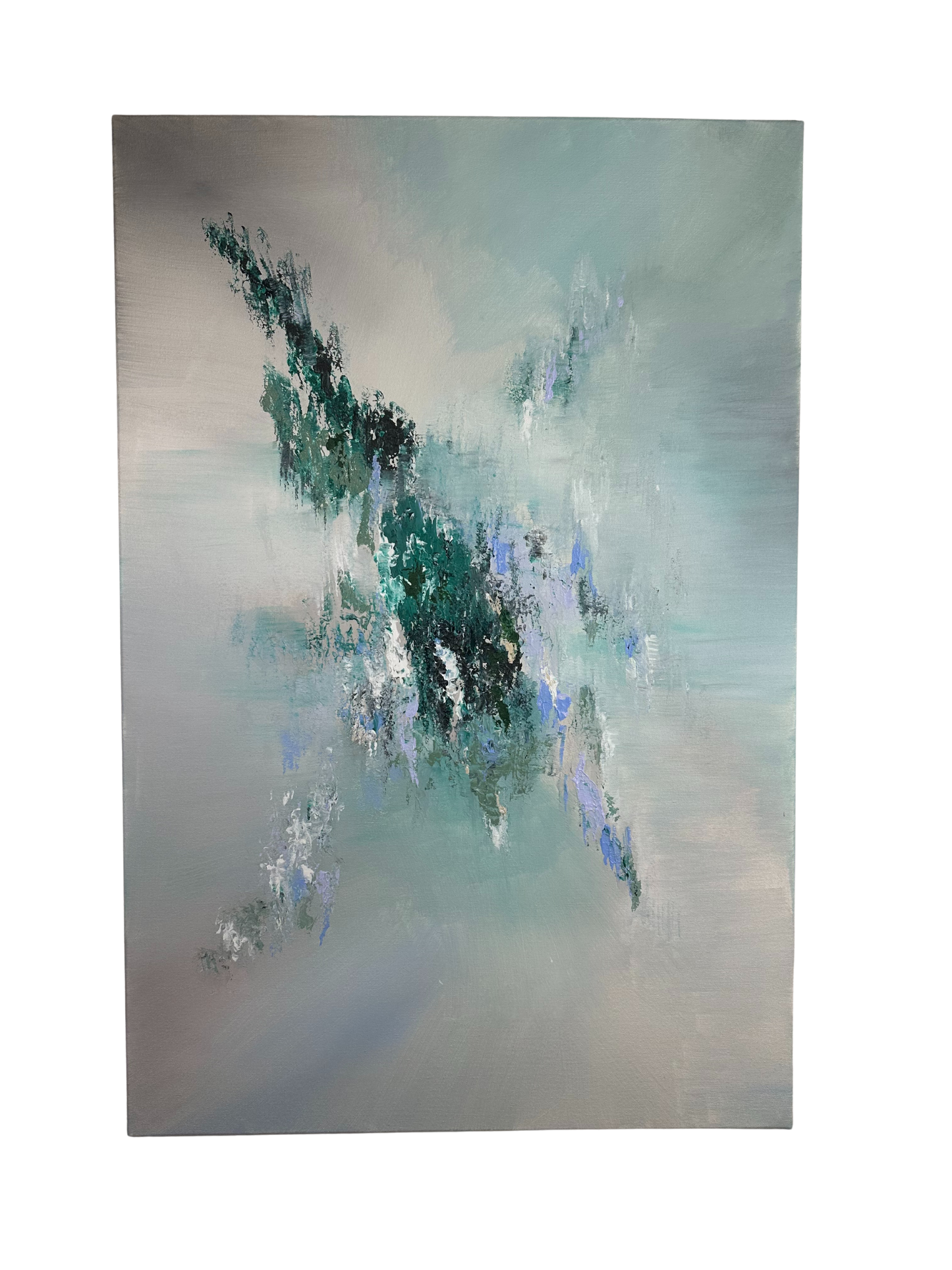 Tchaikovsky I Green and Grey Textured Abstract Painting