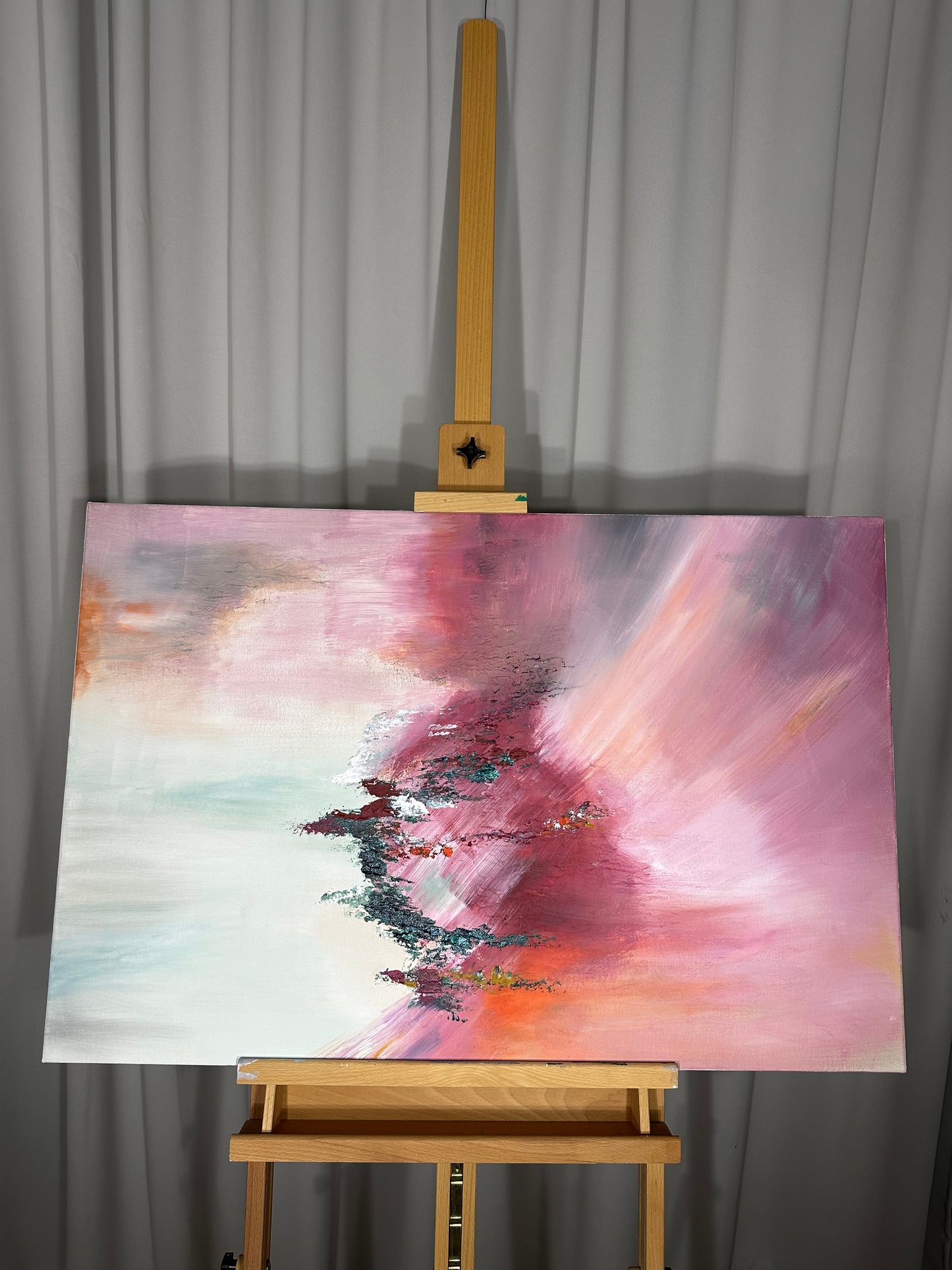 Shostakovich I Pink and Mint Abstract Painting