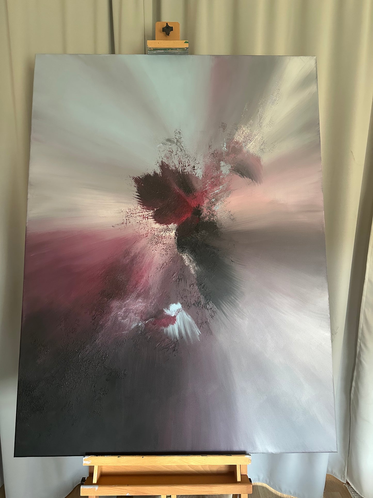 Carl Orff I Plum and Baby Blue Textured Abstract Painting