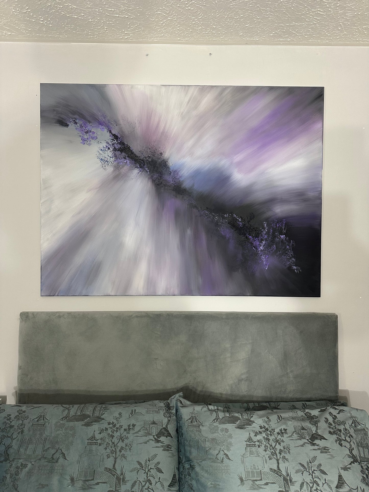 Mozart III Violet and Blue Textured Abstract Painting