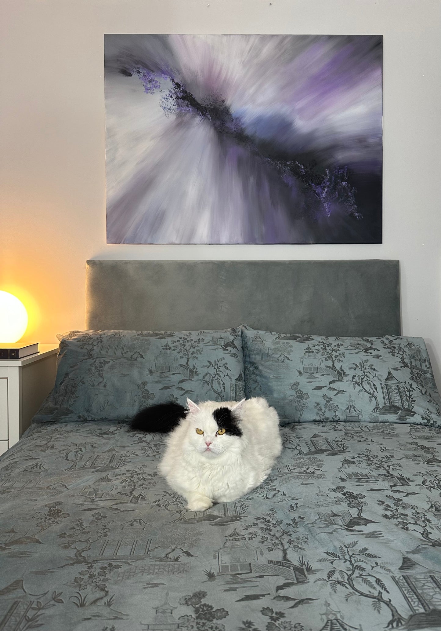 Mozart III Violet and Blue Textured Abstract Painting