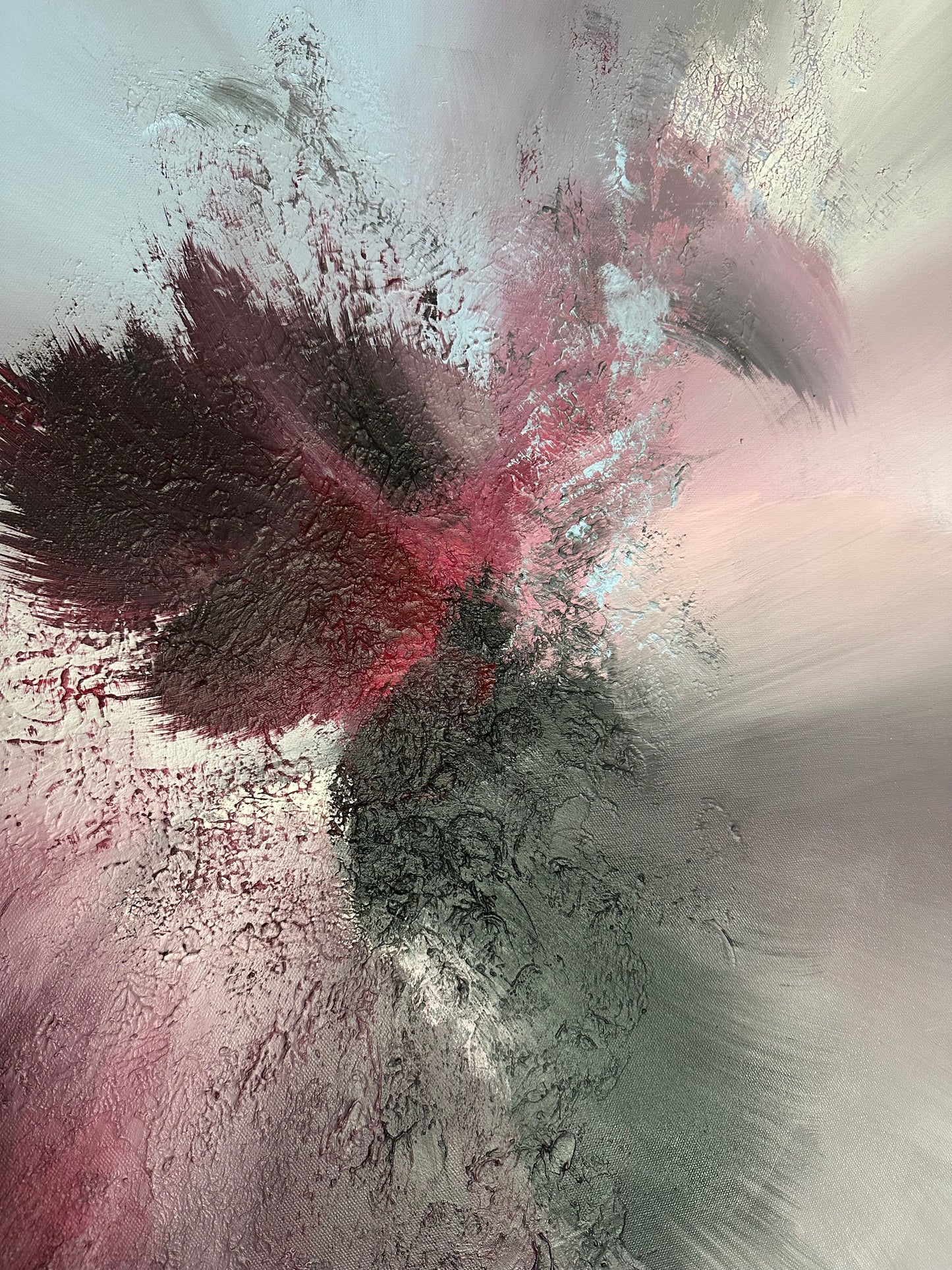 Carl Orff I Plum and Baby Blue Textured Abstract Painting