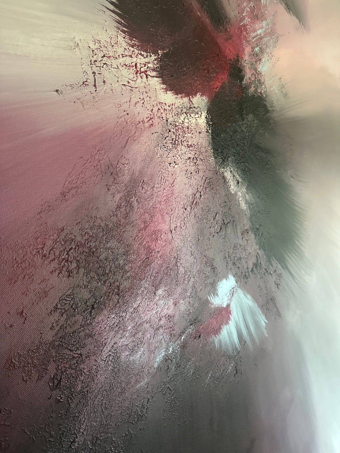 Carl Orff I Plum and Baby Blue Textured Abstract Painting