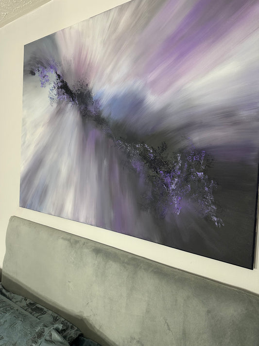 Mozart III Violet and Blue Textured Abstract Painting