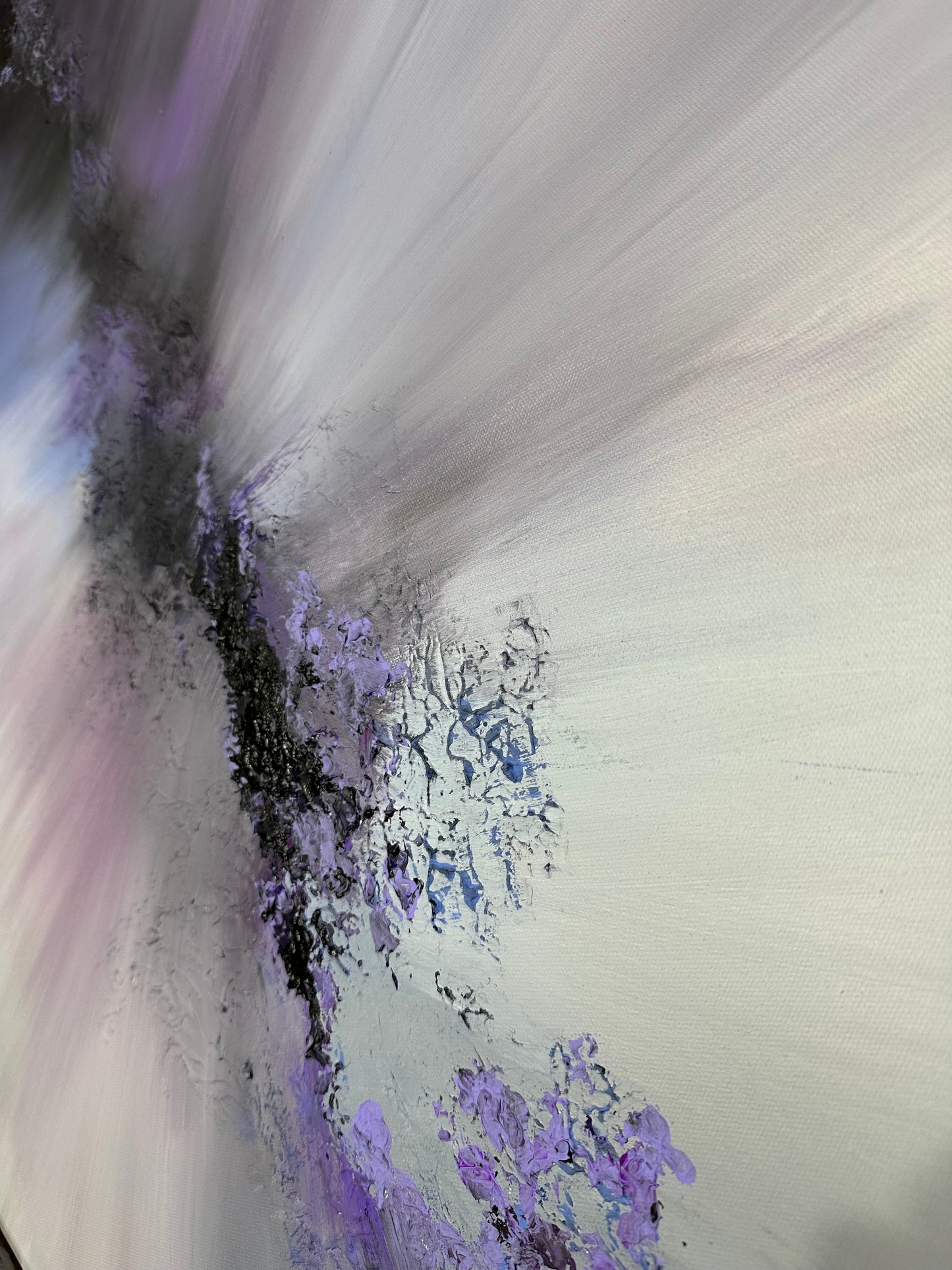 Mozart III Violet and Blue Textured Abstract Painting