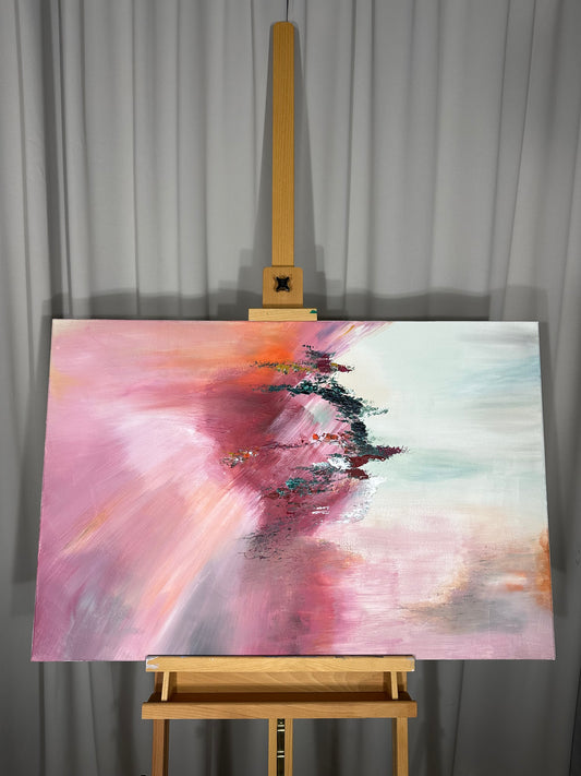 Shostakovich I Pink and Mint Abstract Painting