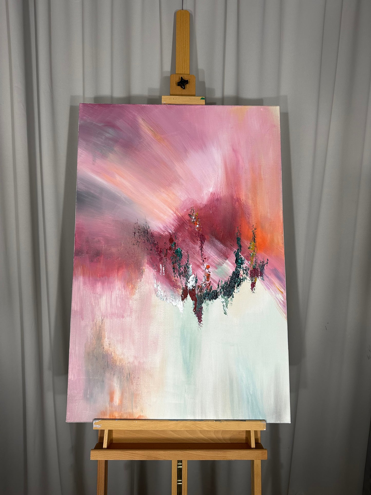 Shostakovich I Pink and Mint Abstract Painting