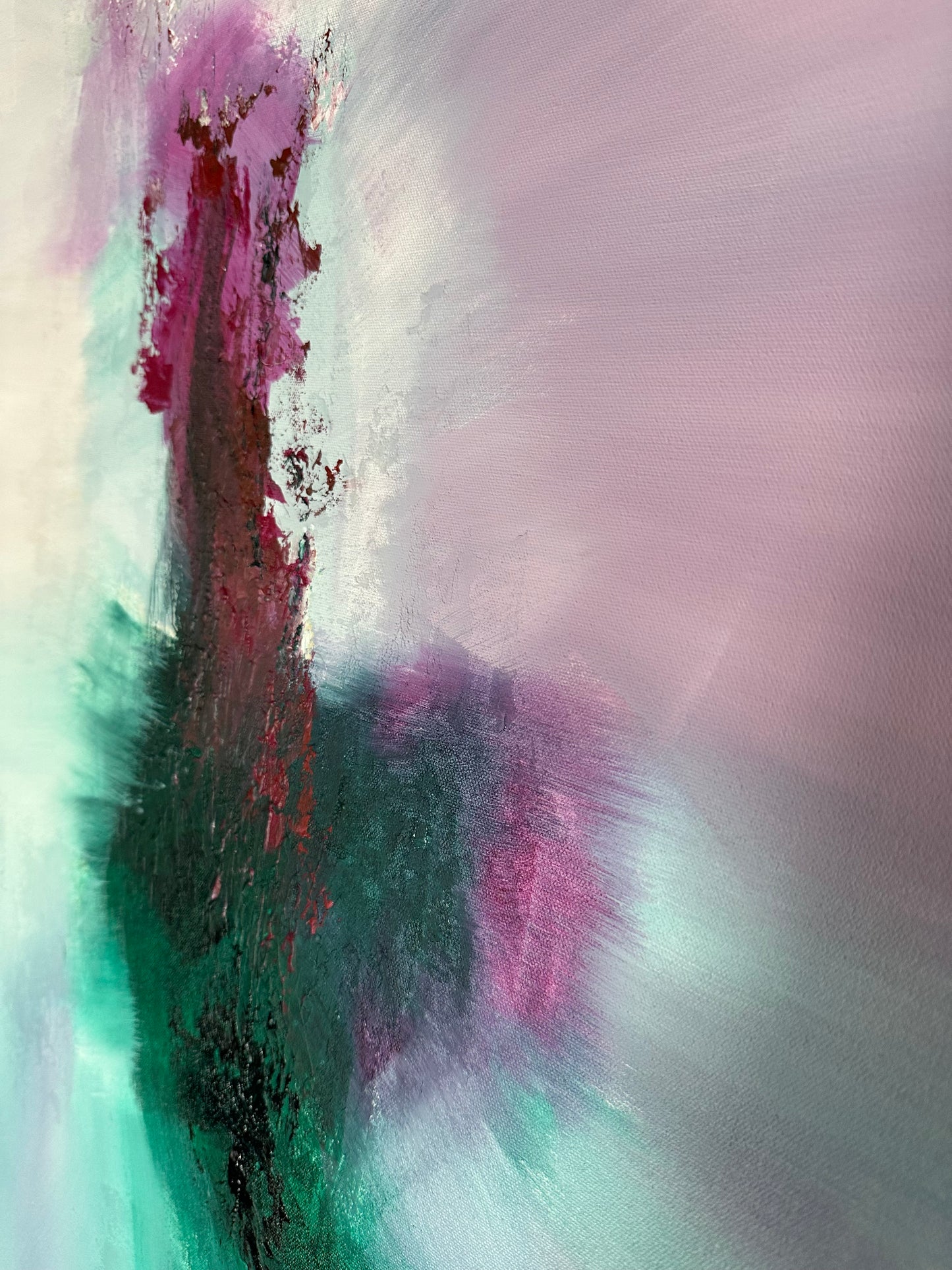 Wolfgang I Cyan and Cerise Textured Abstract Painting