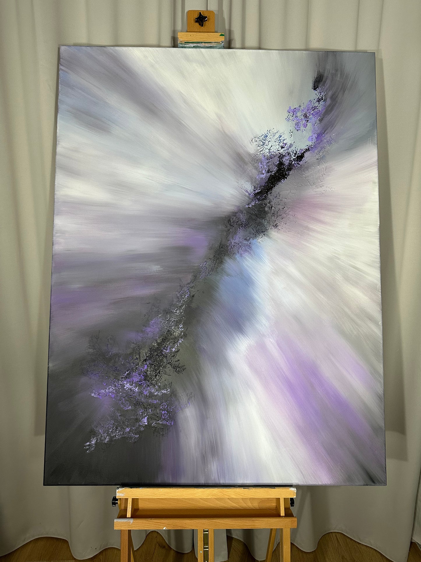 Mozart III Violet and Blue Textured Abstract Painting