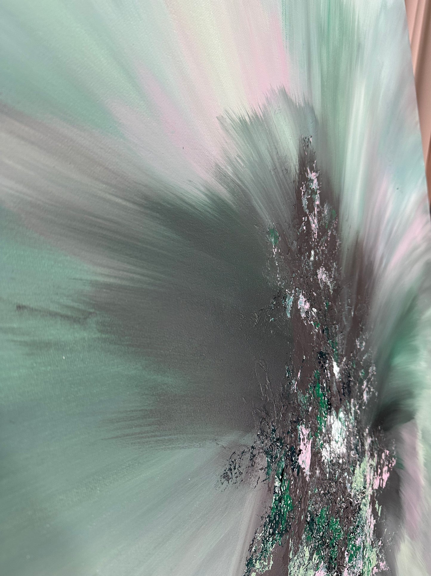 Mozart II Green and Mink Textured Abstract Painting