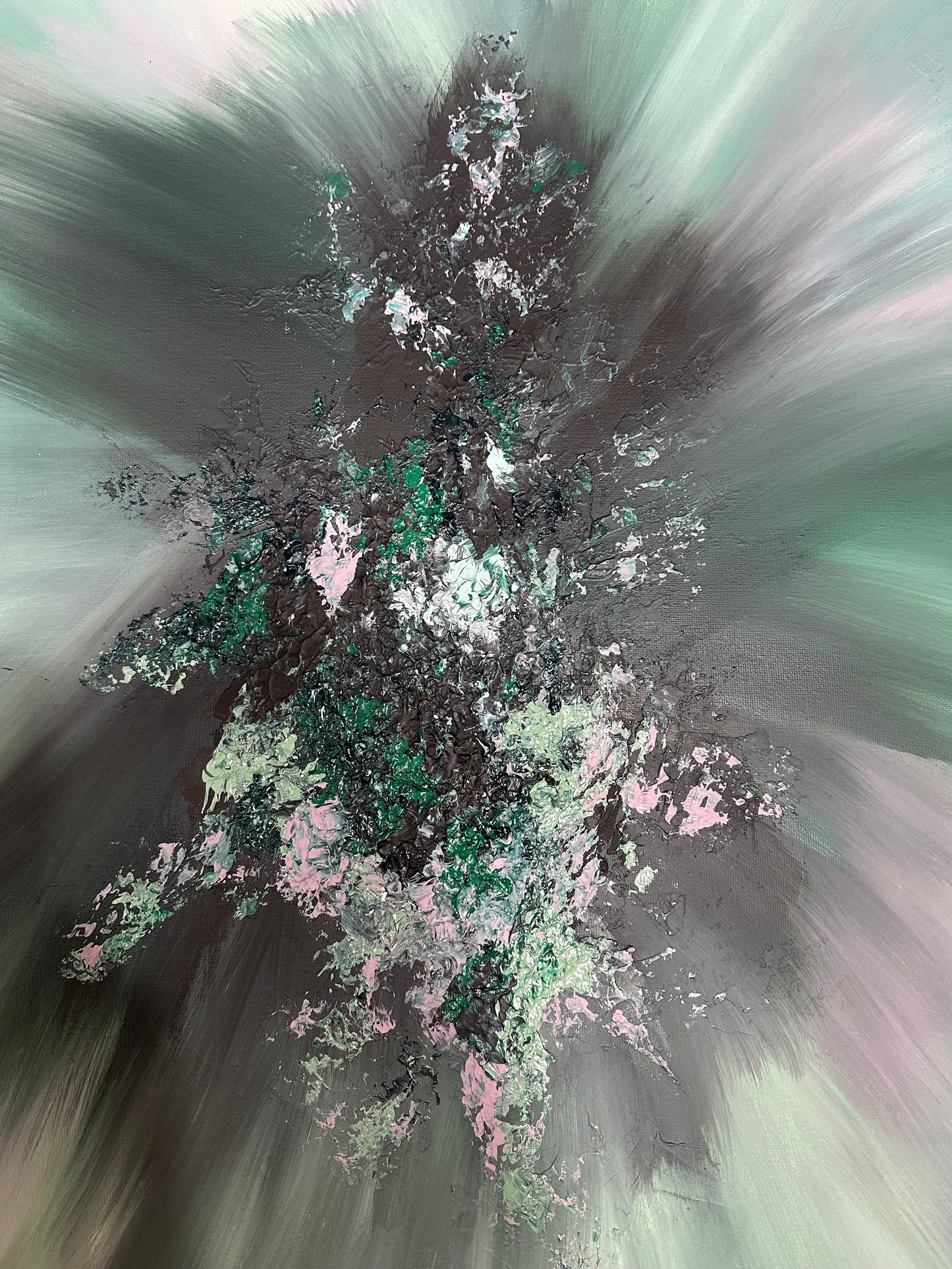 Mozart II Green and Mink Textured Abstract Painting