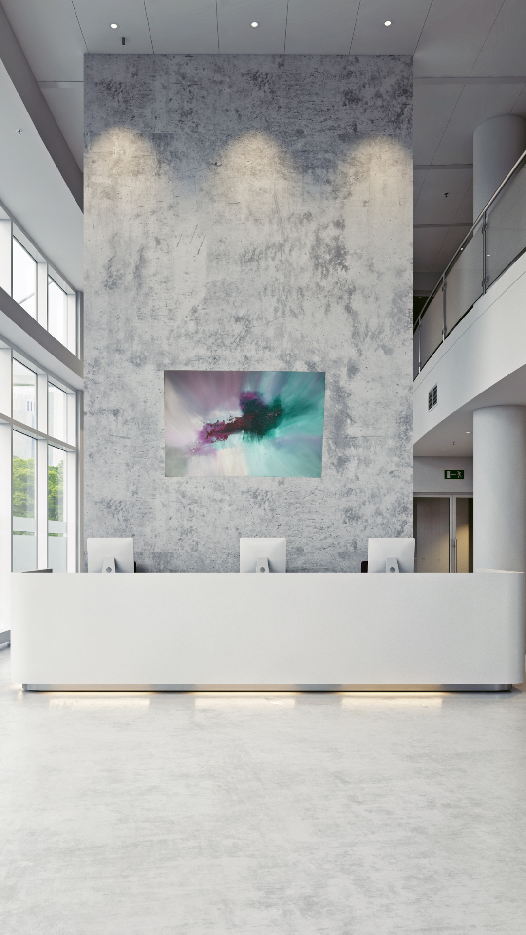 Wolfgang I Cyan and Cerise Textured Abstract Painting