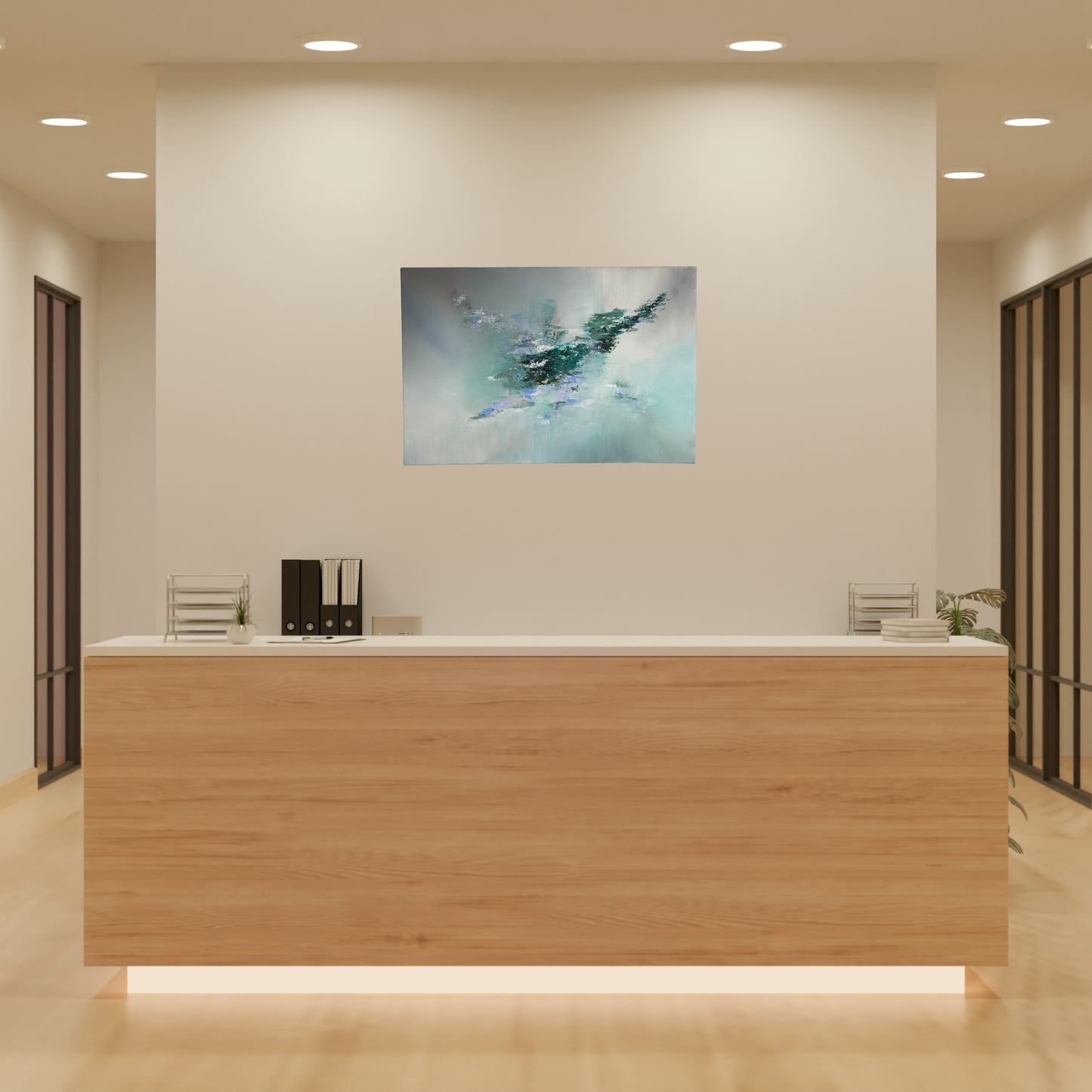 Tchaikovsky I Green and Grey Textured Abstract Painting