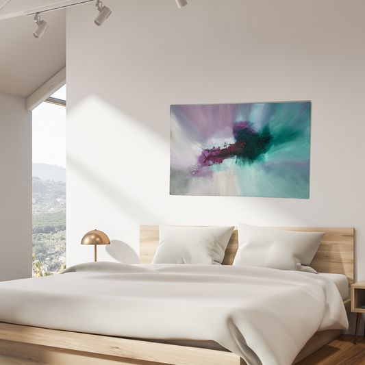 Wolfgang I Cyan and Cerise Textured Abstract Painting