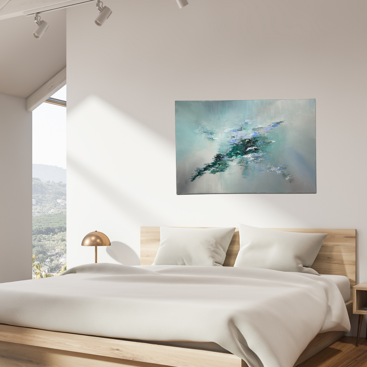 Tchaikovsky I Green and Grey Textured Abstract Painting