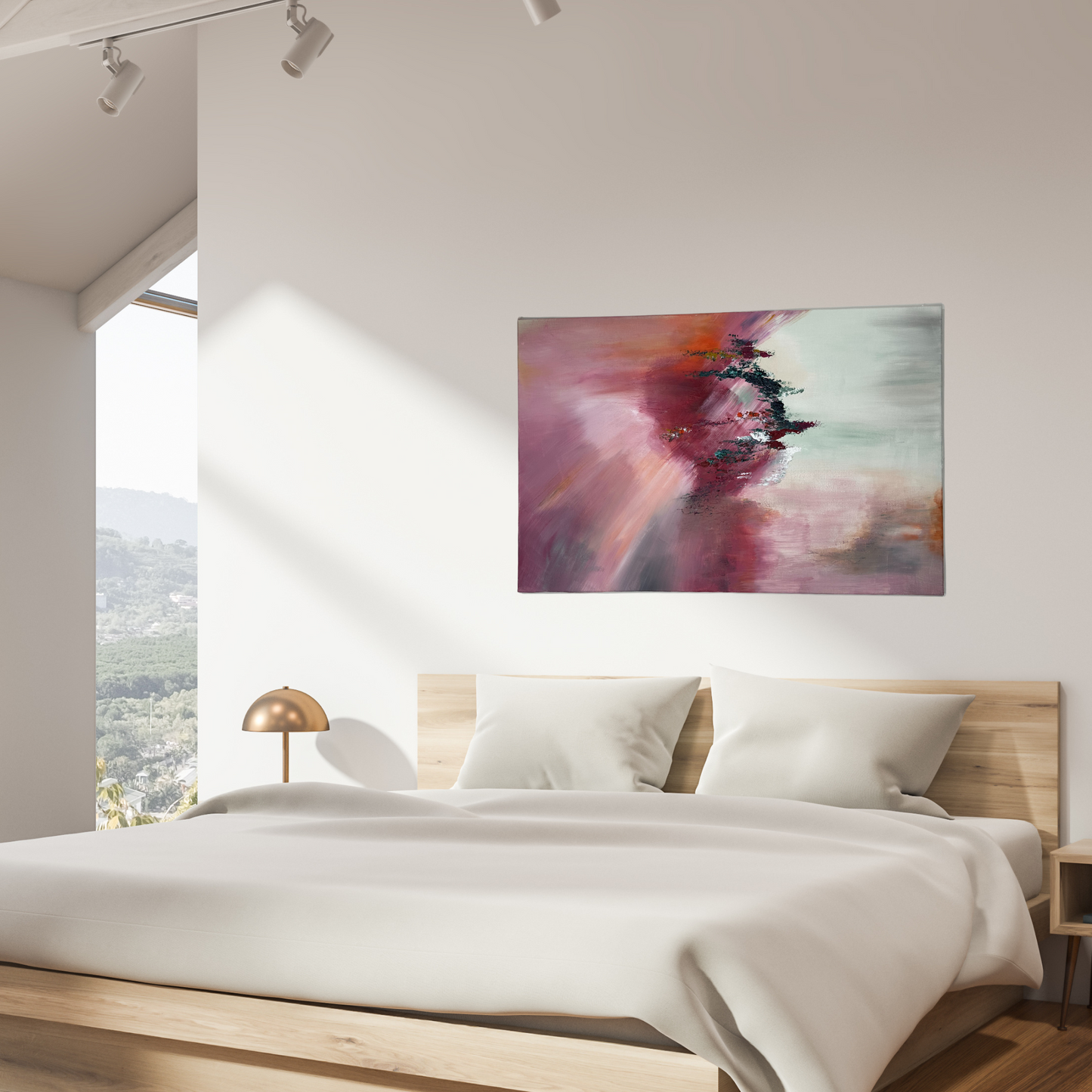 Shostakovich I Pink and Mint Abstract Painting