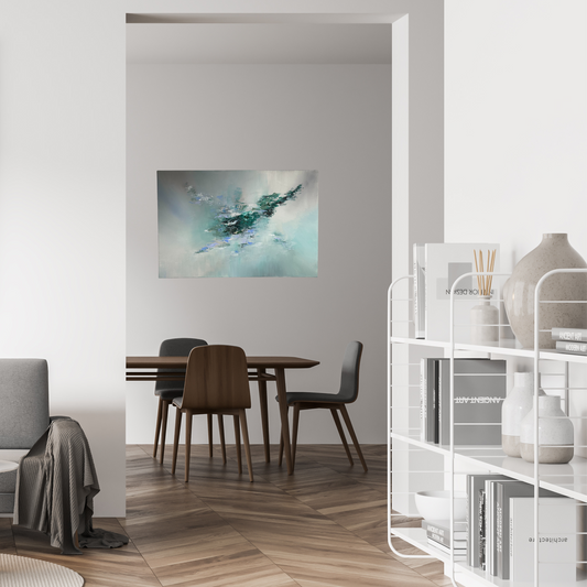 Tchaikovsky I Green and Grey Textured Abstract Painting