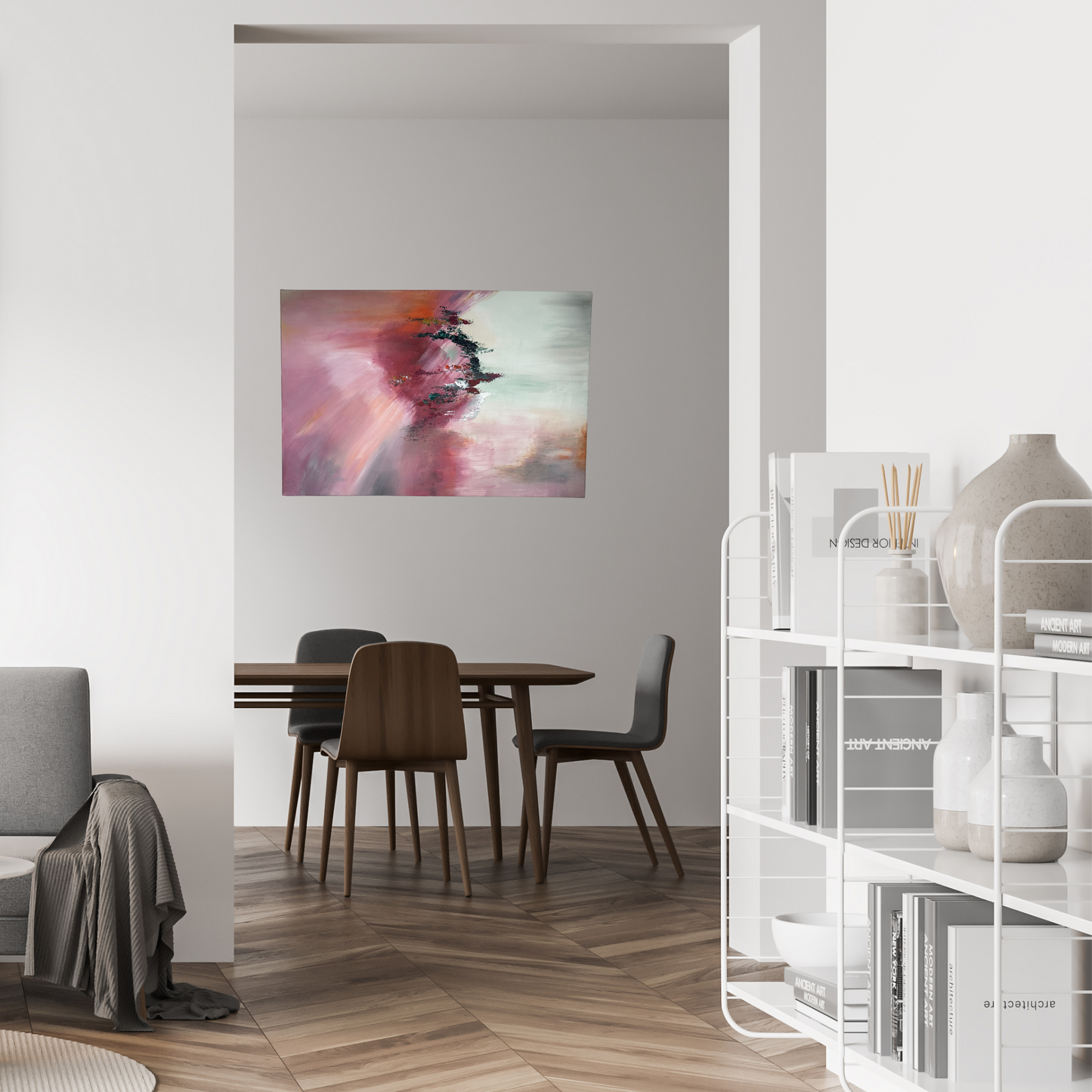 Shostakovich I Pink and Mint Abstract Painting