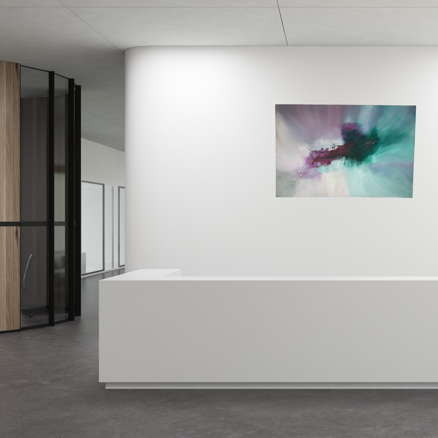 Wolfgang I Cyan and Cerise Textured Abstract Painting